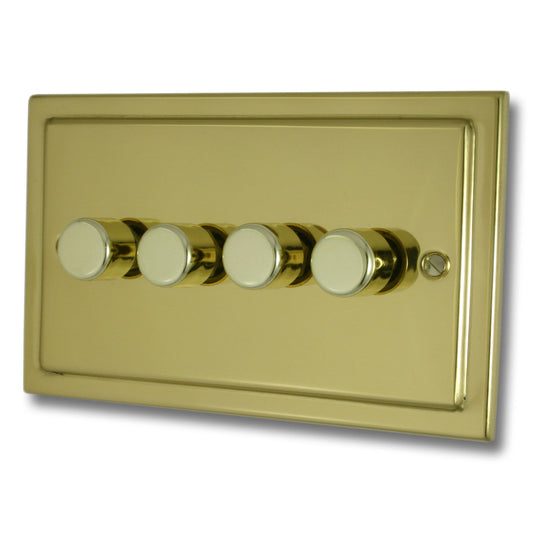 Victorian Polished Brass 4 Gang LED Dimmer