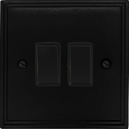Victorian Flat Black 2 Gang Switch