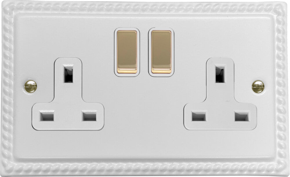 Georgian Flat White  2 Gang Socket