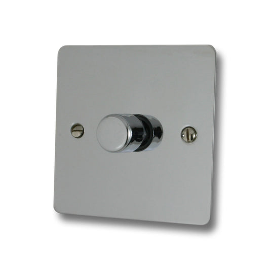 Flat Polished Chrome 1 Gang Dimmer LED