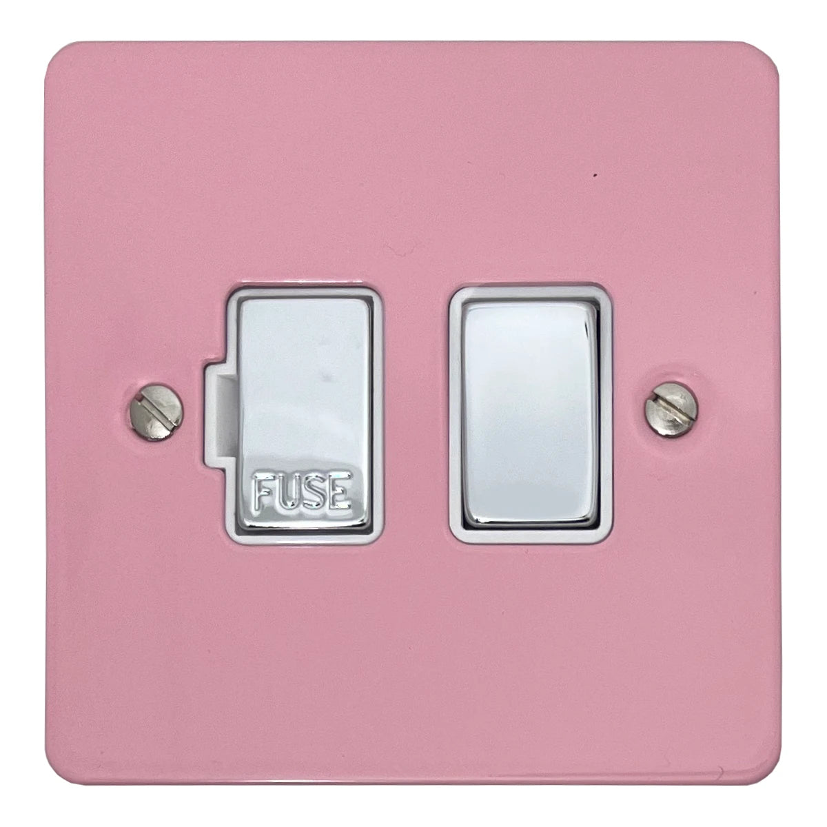 Flat Gloss Pink Switched Fuse Spur (Polished Chrome Switch/White Insert)