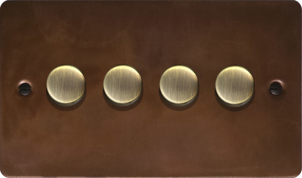 Flat Tarnished Copper 4 Gang LED Dimmer