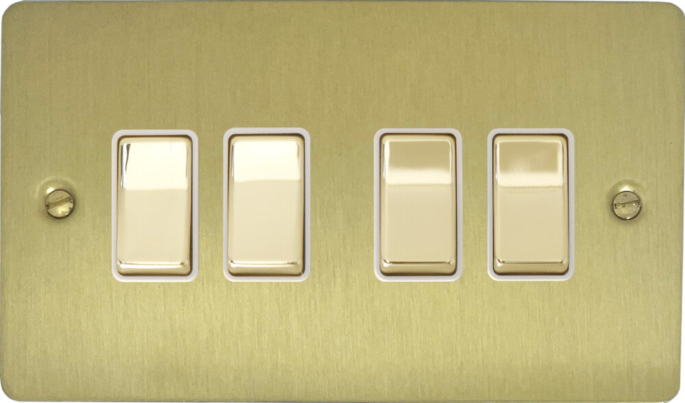 Flat Satin Brass 4 Gang Switch