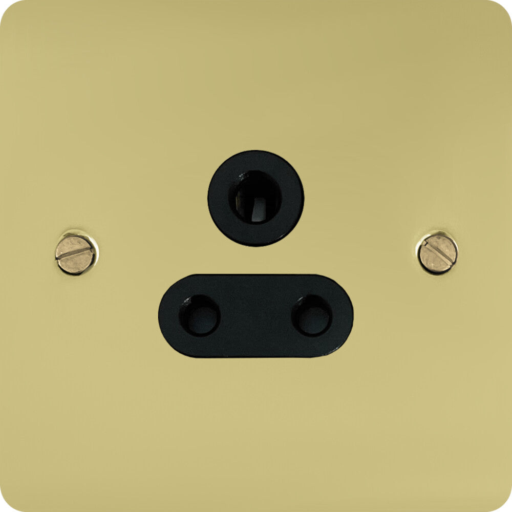 Flat Polished Brass 5 Amp Socket
