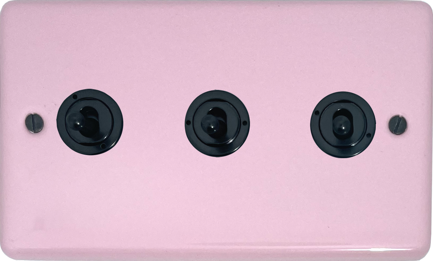 Contour Gloss Pink 3 Gang Toggle Switch (Matt Black Switch)