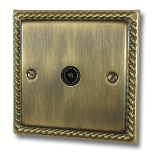 Georgian Antique Brass 1 Gang Coax Point