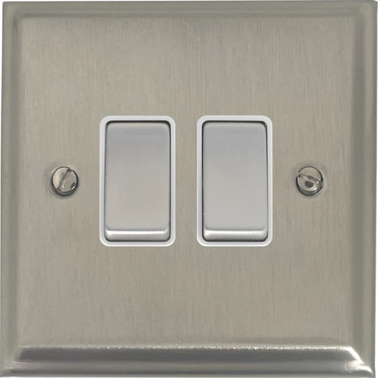 Deco Satin Nickel 2 Gang Switch