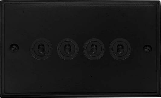 Victorian Flat Black 4 Gang Toggle (Flat Black Toggle)