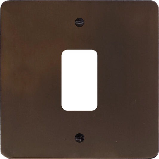 Flat Medium Bronze 1 Gang Grid Plate