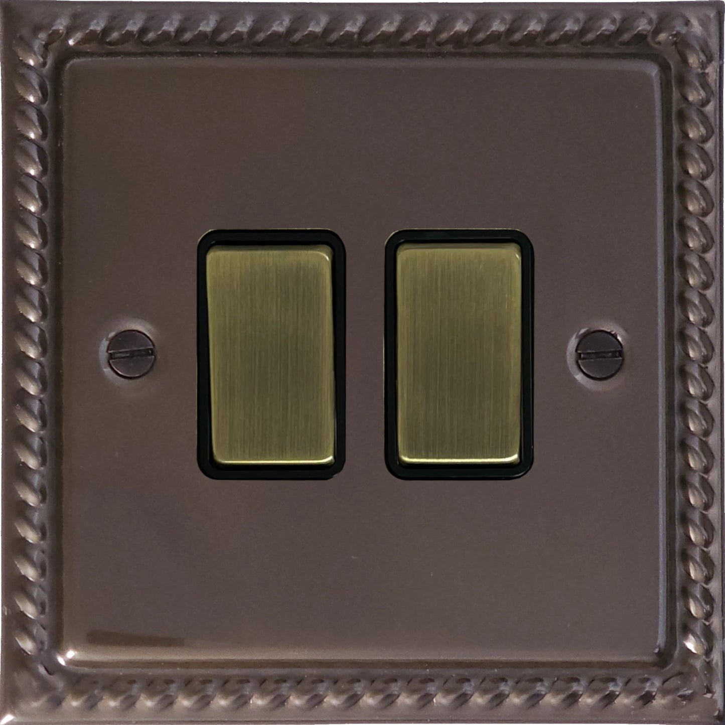 Georgian Medium Bronze 2 Gang Switch