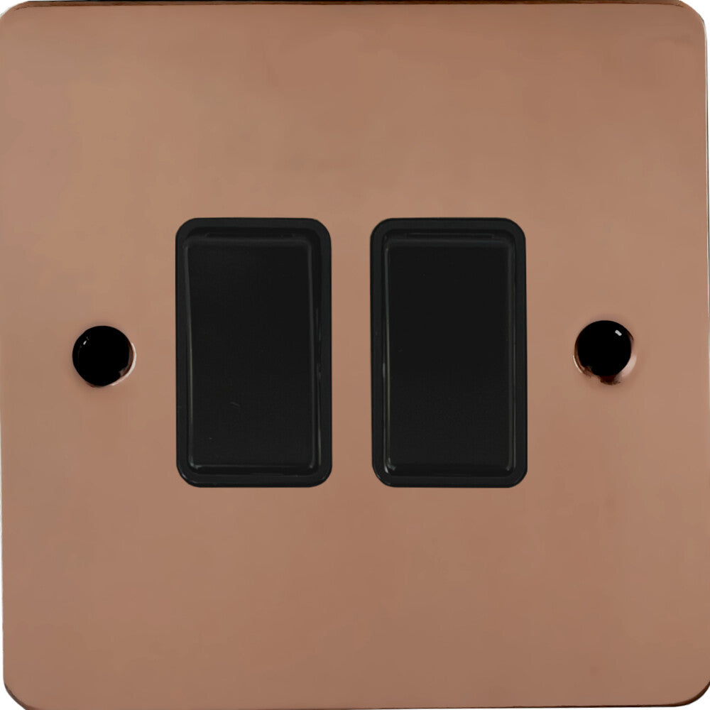 Flat Bright Copper 2 Gang 2 Way Switch
