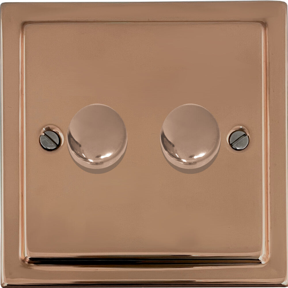 Victorian Polished Copper 2 Gang Dimmer LED