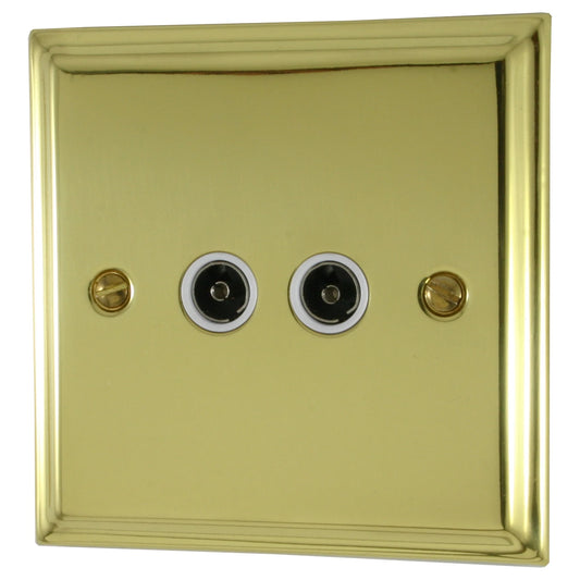 Deco Polished Brass 2 Gang Coax Point