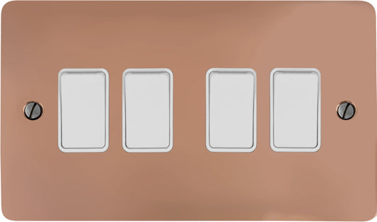 Flat Bright Copper 4 Gang 2 Way Switch