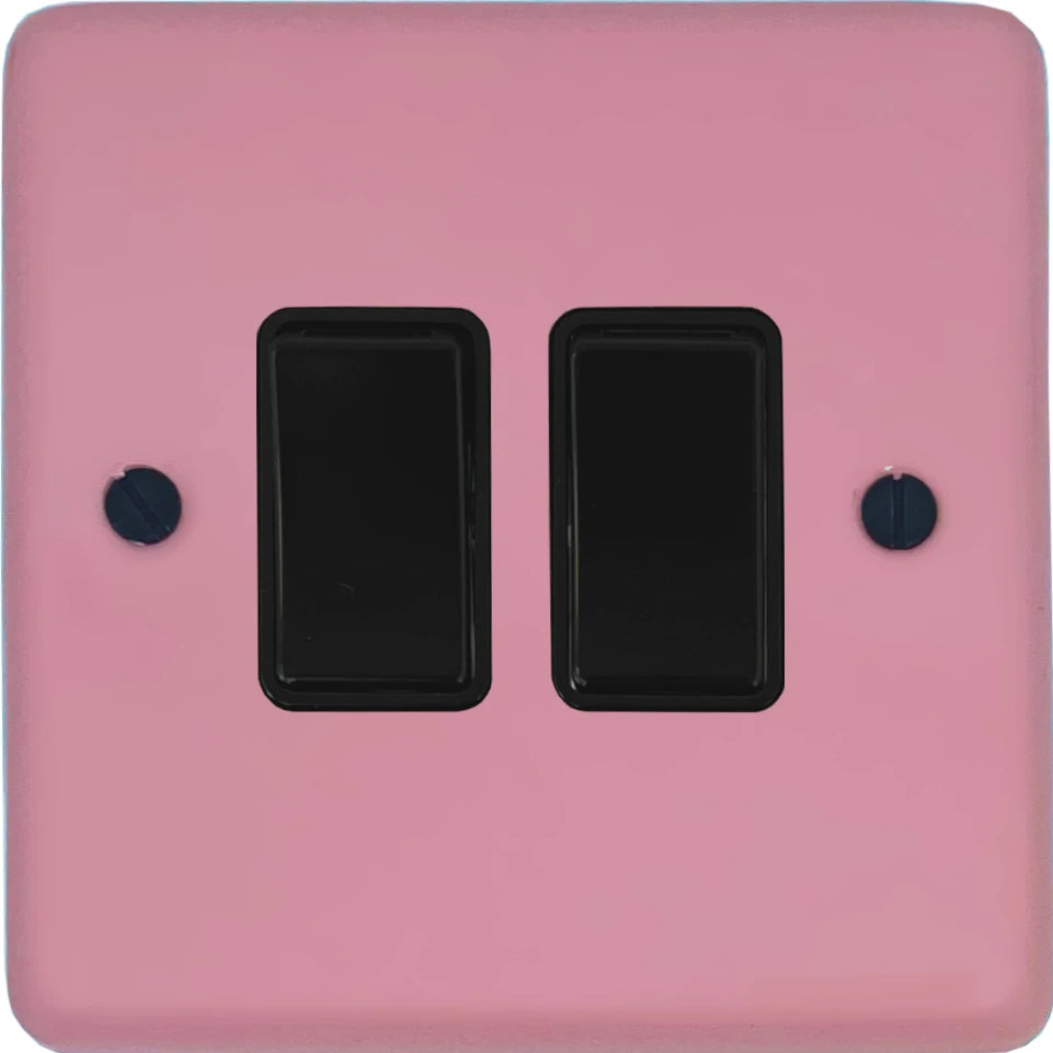 Contour Pink 2 Gang Switch (Black Switch)