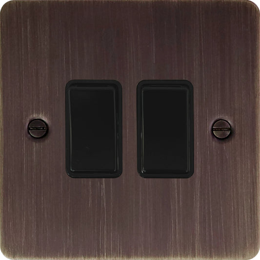 Flat Antique Copper 2 Gang 2 Way Switch