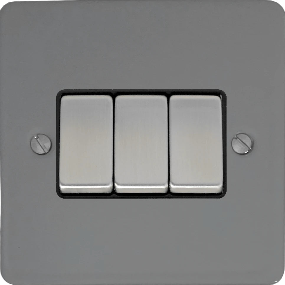 Flat Light Grey 3 Gang 2 Way Switch