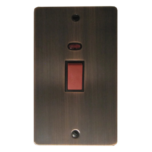 Flat Antique Copper 45 Amp Switch & Neon V/Plate