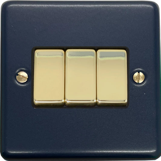 Contour Blue 3 Gang 2 Way Switch