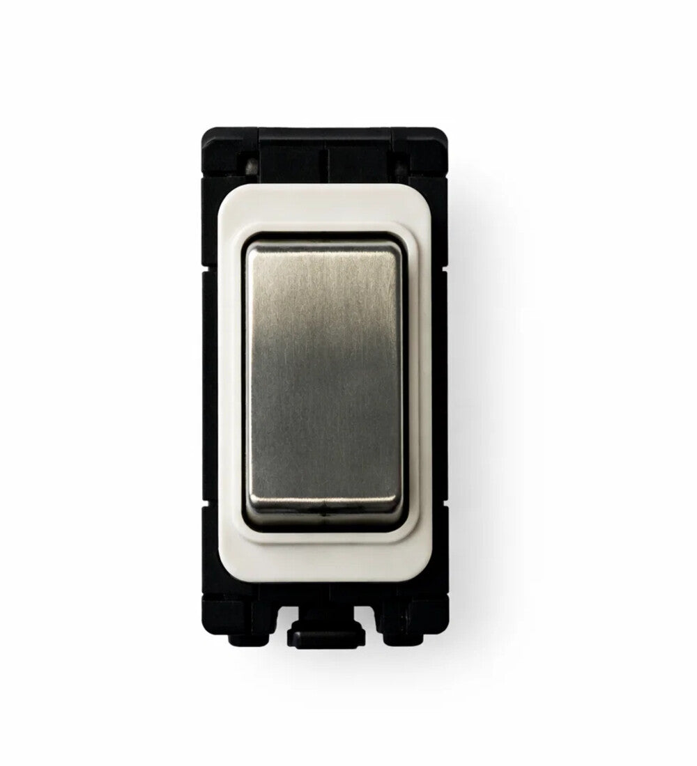 20A Double pole grid switch - White and Satin Chrome Switch