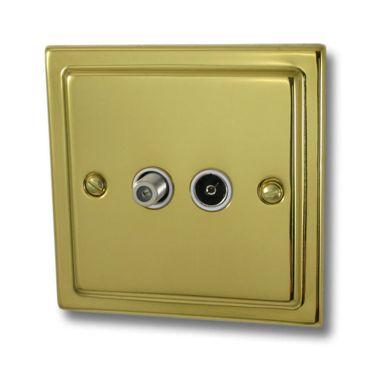 Victorian Polished Brass Coax & Satellite Point