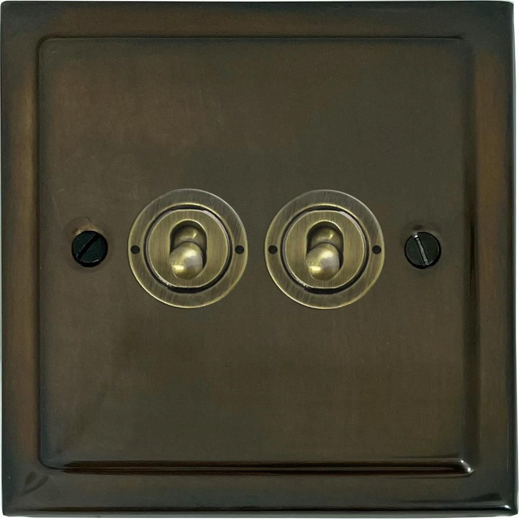 Victorian Medium Bronze 2 Gang 2 Way Toggle