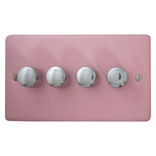 Contour Pink 4 Gang LED Dimmer - Contour range electrical dimmer