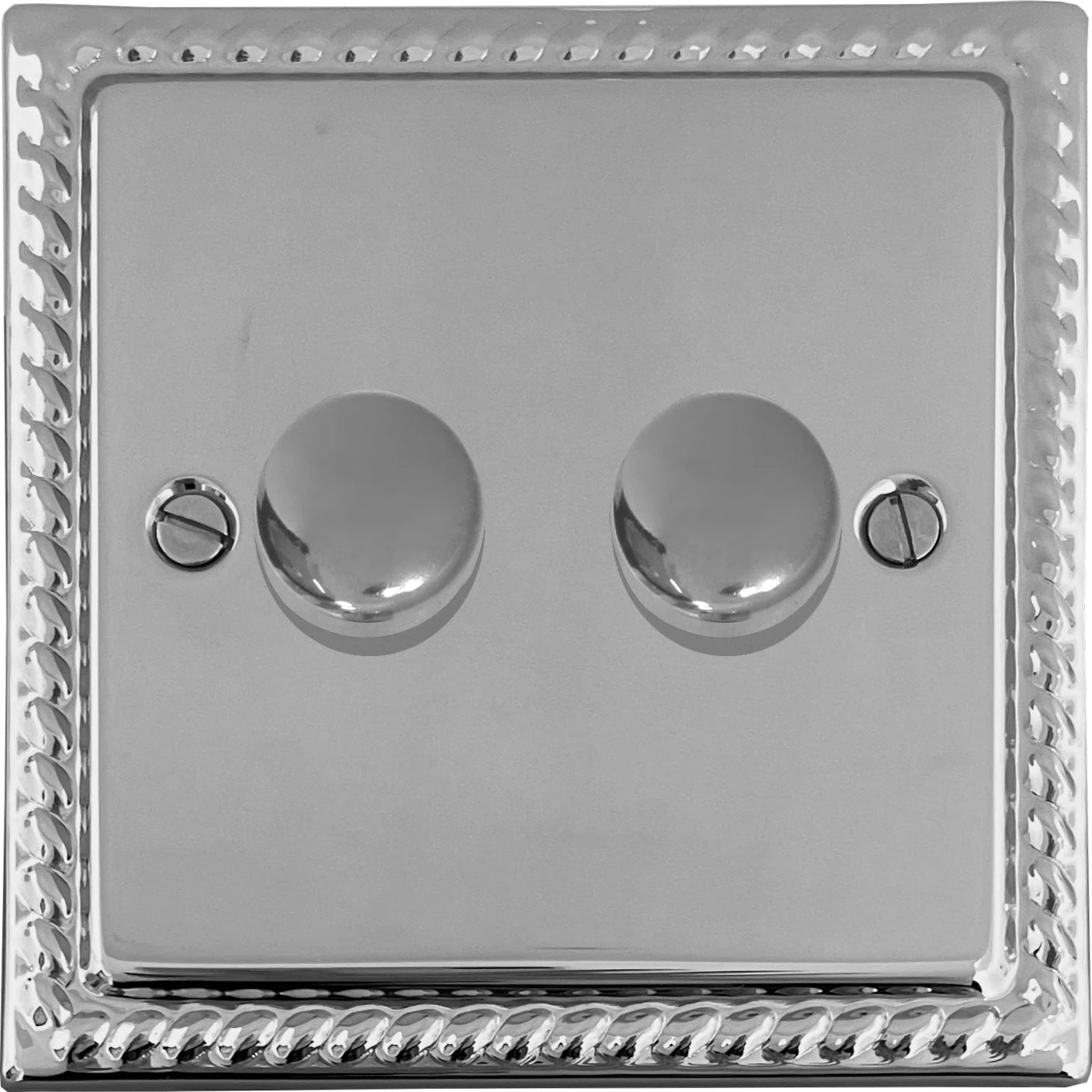 Georgian Polished Chrome 2 Gang 120W LED Dimmer