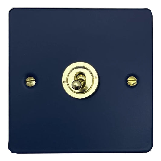 Flat Blue 1 Gang Grid Toggle Plate (Plate Only)