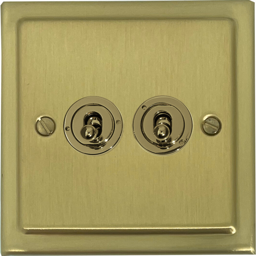 Victorian Satin Brass 2 Gang Toggle