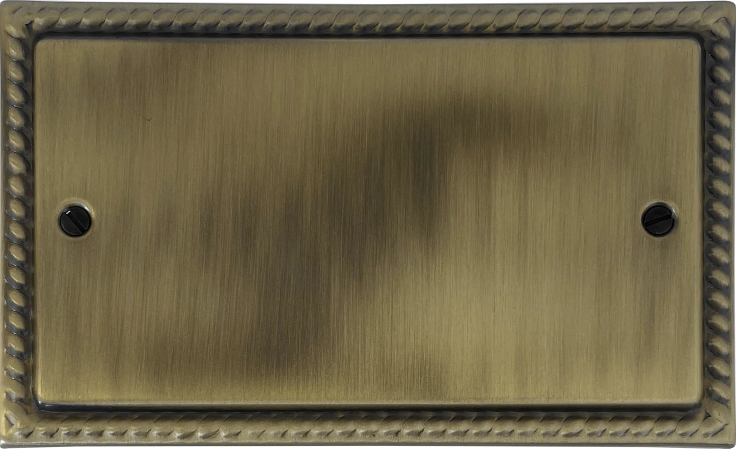 Georgian Light Antique Brass 2 Gang Blank