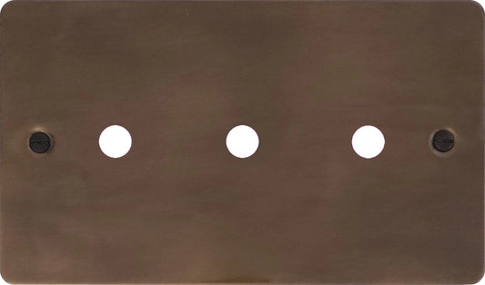 Flat Medium Bronze 3 Gang Grid Toggle Plate