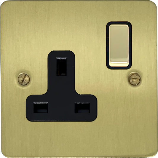 Flat Satin Brass 1 Gang Socket