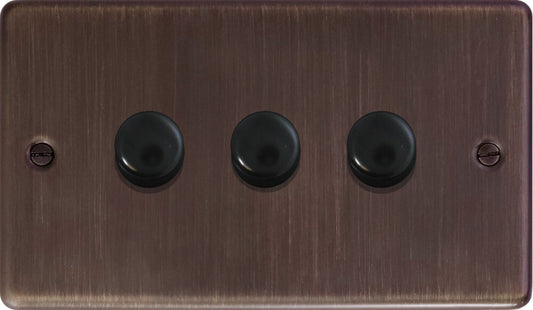 Contour Antique Copper 3 Gang 120W LED Dimmer