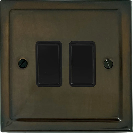 Victorian Medium Bronze 2 Gang Switch