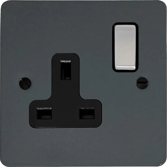 Flat Dark Grey 1 Gang Socket
