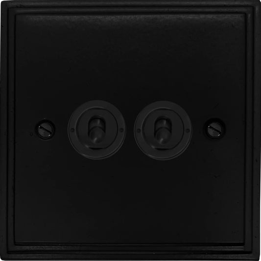 Victorian Flat Black 2 Gang Toggle (Flat Black Toggle)