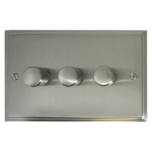 Victorian Satin Nickel 3 Gang LED Dimmer - Victorian Cast range electrical dimmer