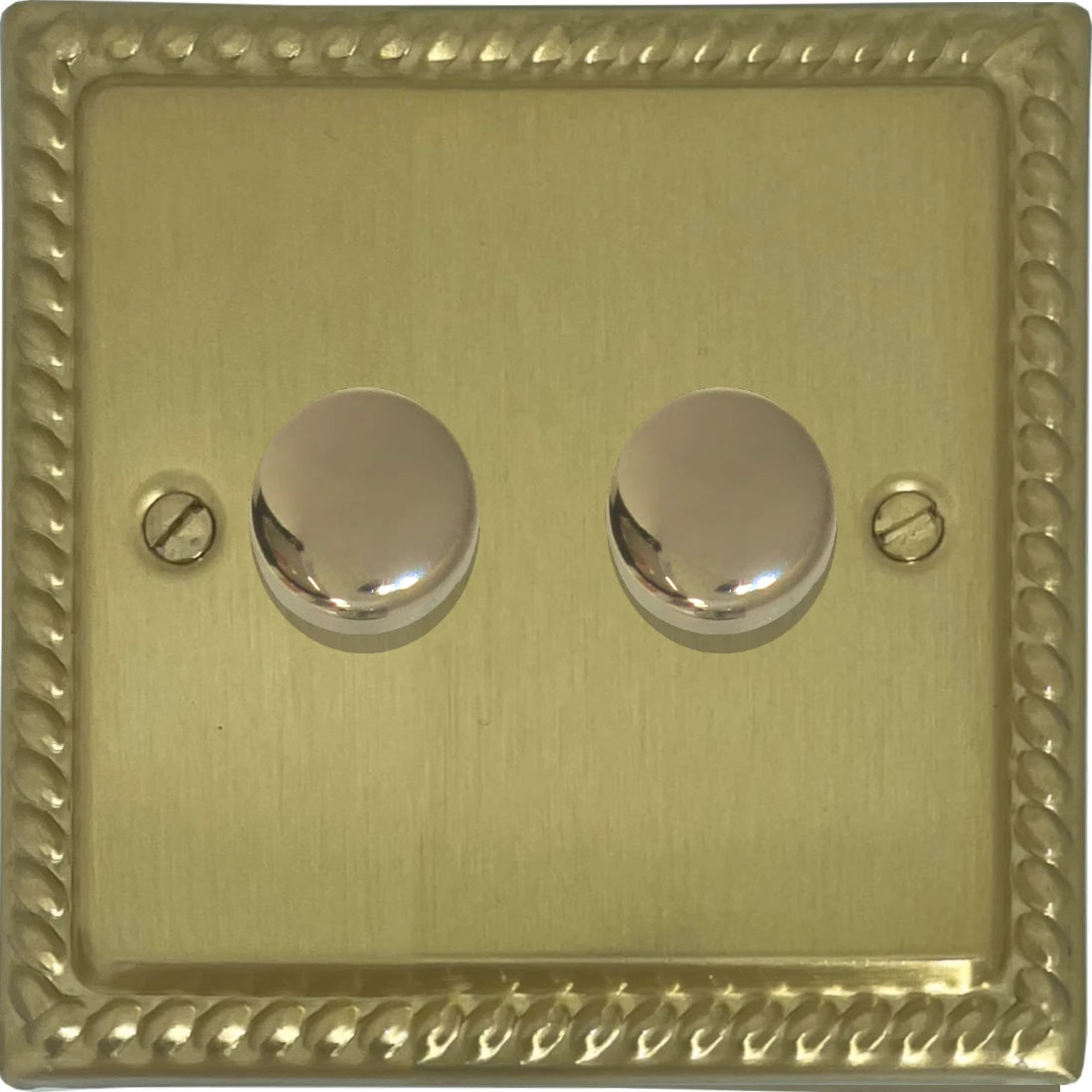 Georgian Satin Brass 2 Gang LED Dimmer
