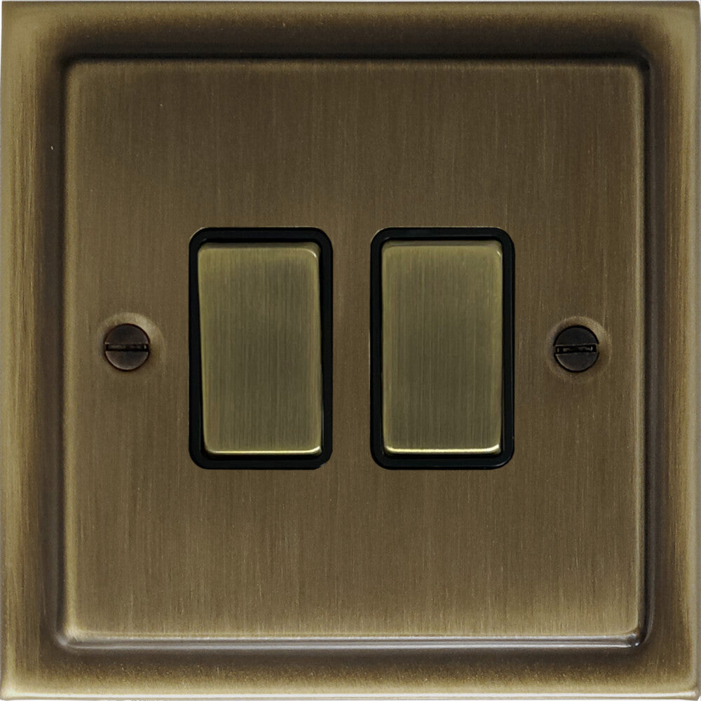 Victorian Antique Brass 2 Gang Switch (Brass Switches)