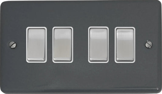 Contour Dark Grey 4 Gang 2 Way Switch