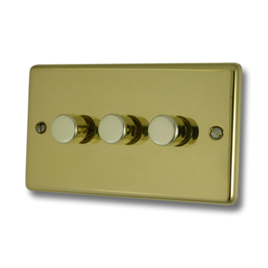 Contour Polished Brass 3 Gang Dimmer LED