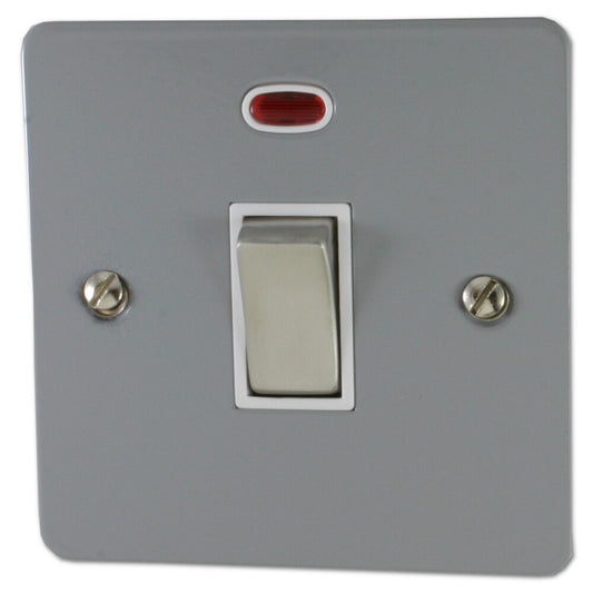 Flat Light Grey 20A Dp Switch + Neon