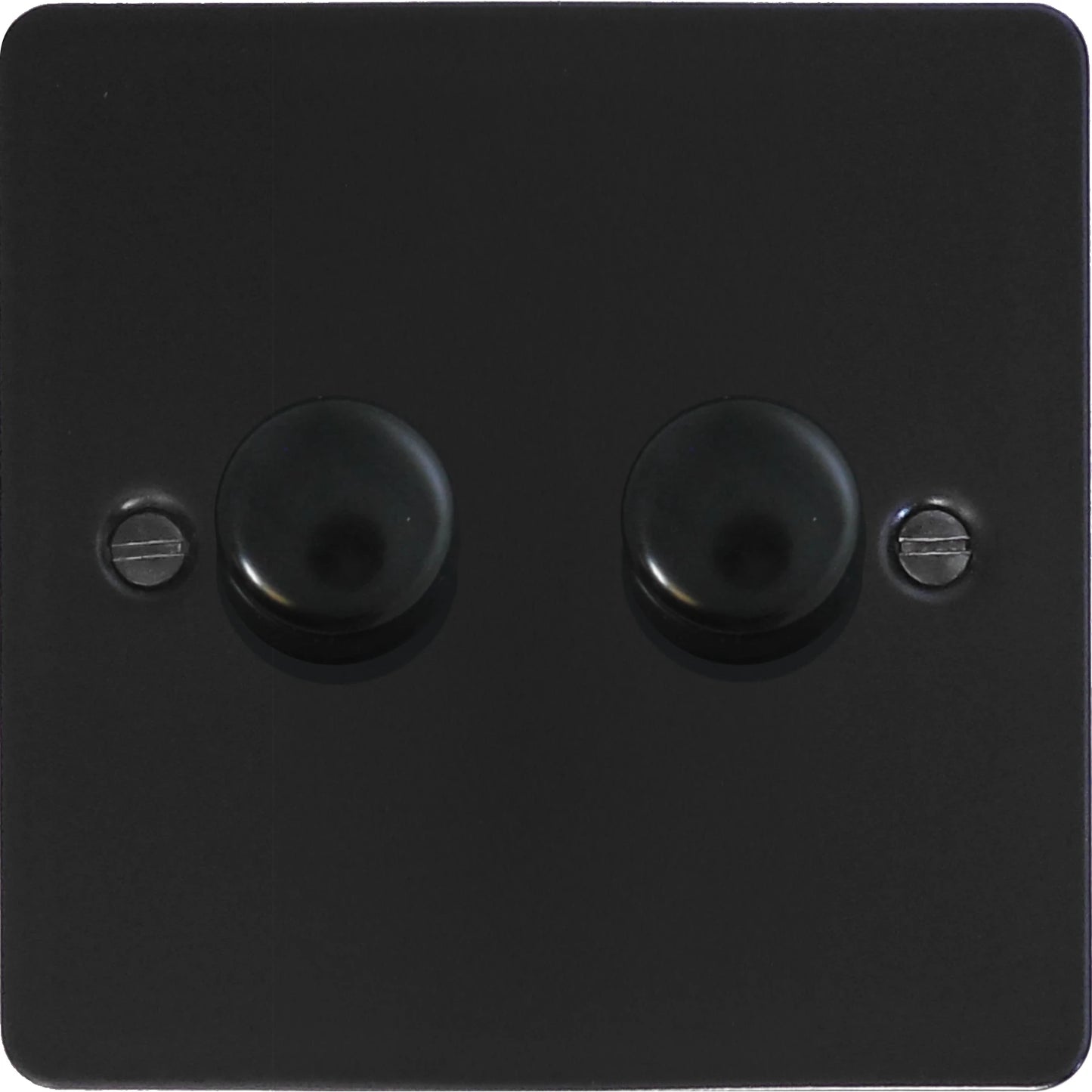 Flat Black 2 Gang LED Dimmer (Black Caps)