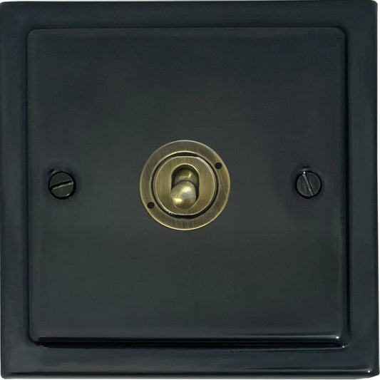 Victorian Black Bronze 1 Gang Toggle (Antique Brass Toggle)
