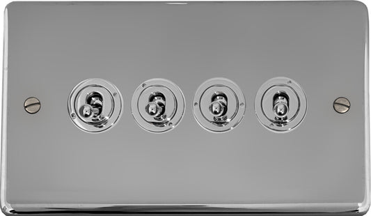 Contour Polished Chrome 4 Gang Toggle Switch