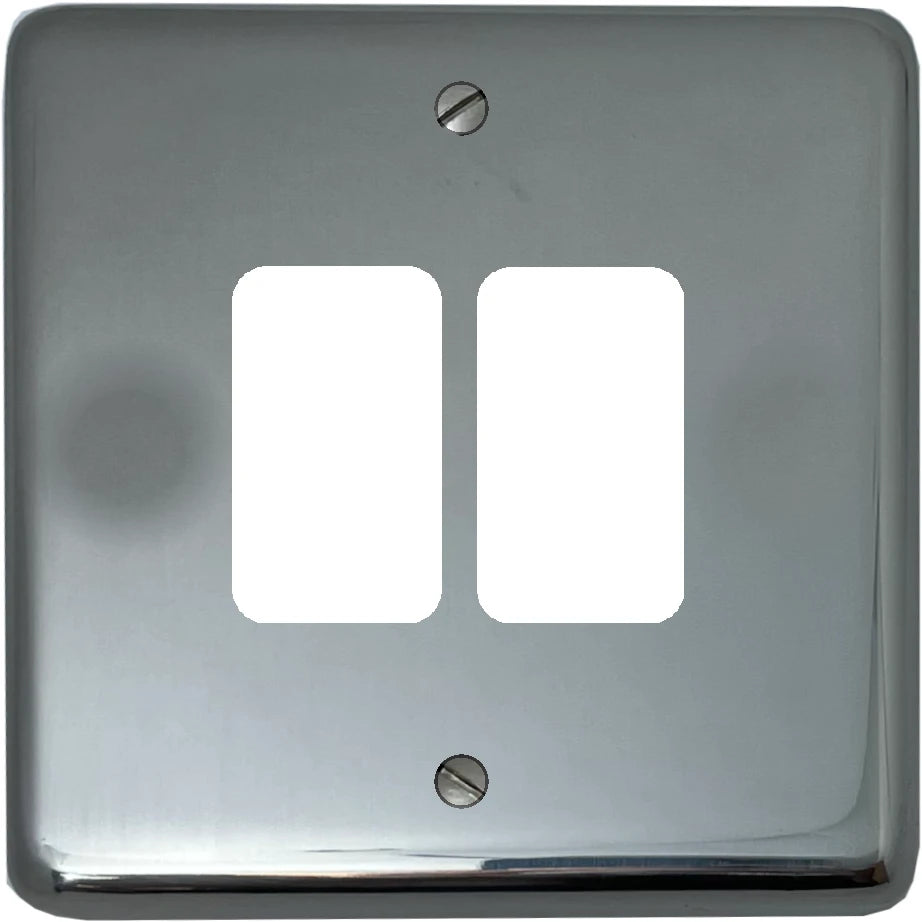 Contour Polished Steel 2 Gang Grid Plate