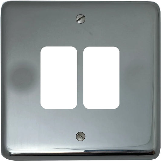 Contour Polished Steel 2 Gang Grid Plate