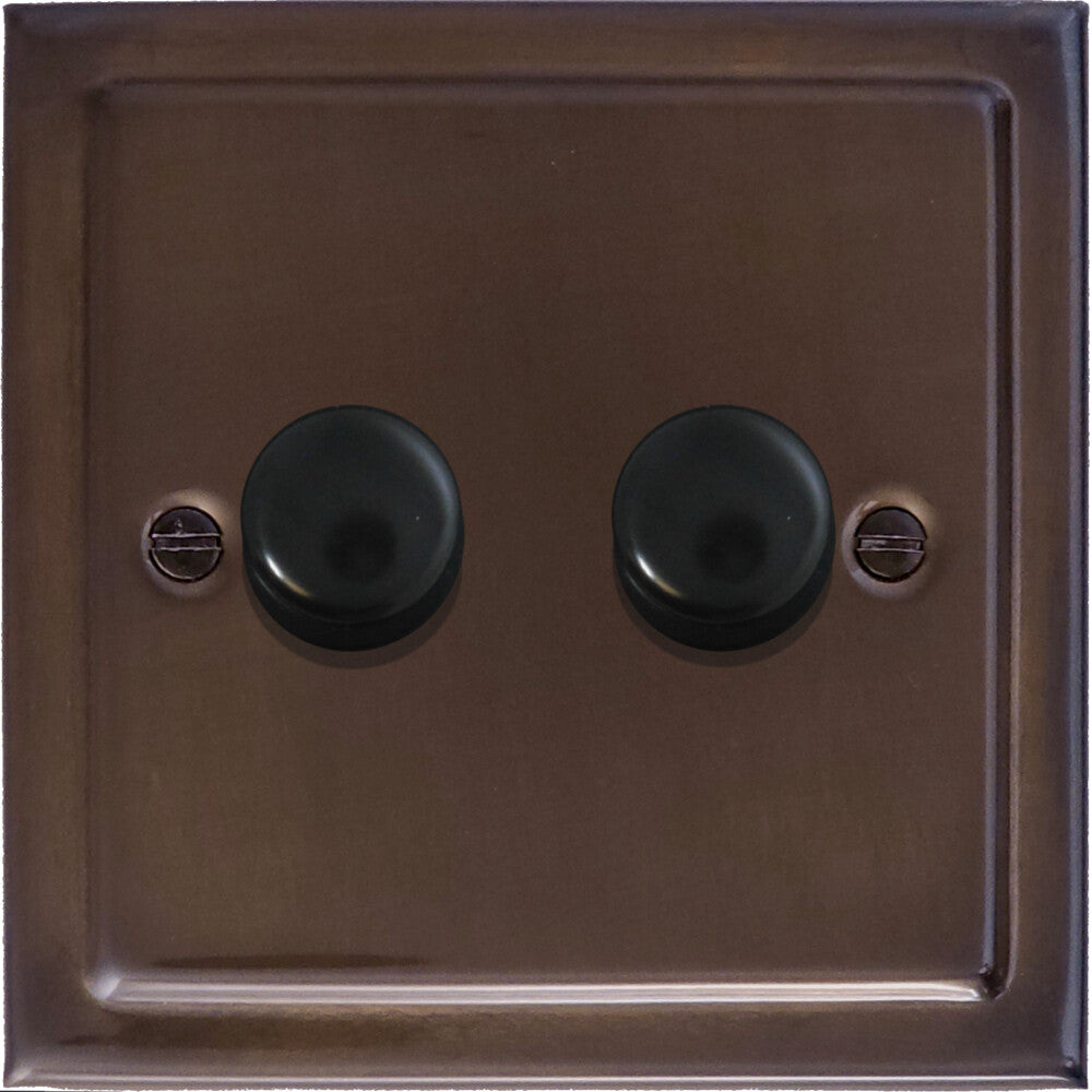 Victorian Medium Bronze 2 Gang LED Dimmer