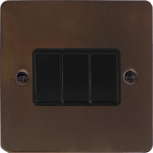 Flat Medium Bronze 3 Gang Switch